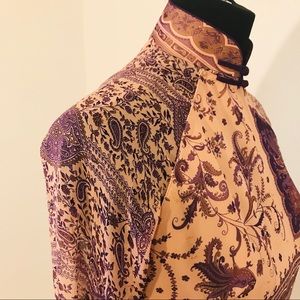 Indian Salwar Kurti Peach Purple Chiffon Detailed